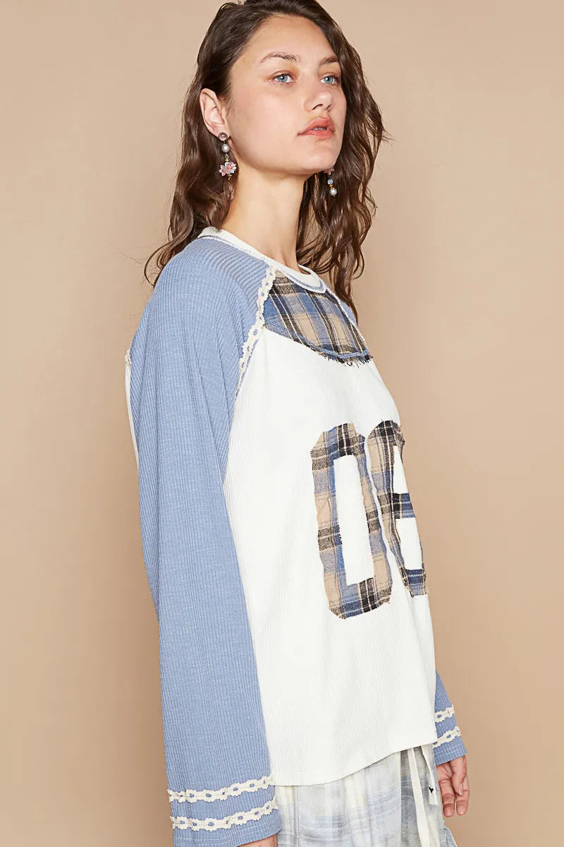 Image of POL Plaid Number 06 Raglan Sleeve T-Shirt | Queeble.shop