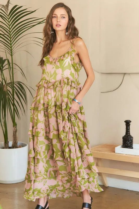 Image of ADORA Ruffled Tiered Scoop Neck Cami Dress | Queeble.shop
