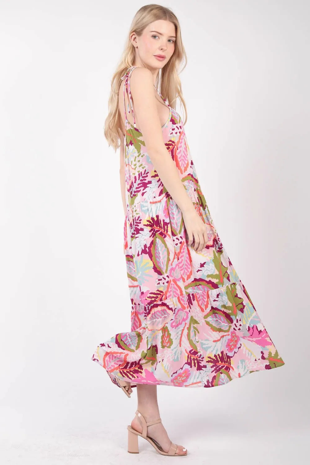 Image of VERY J Tropical Printed Cami Midi Dress | Queeble.shop