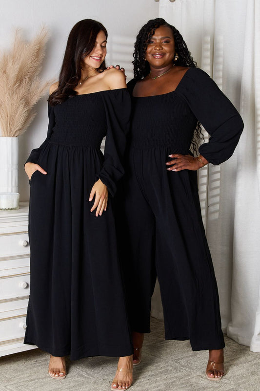 Image of Double Take Square Neck Jumpsuit with Pockets | Queeble.shop
