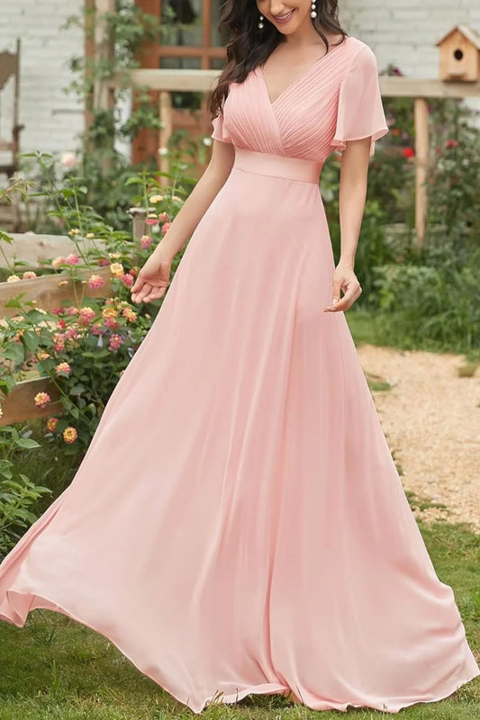 Image of Surplice Flutter Sleeve Maxi Dress | Queeble.shop