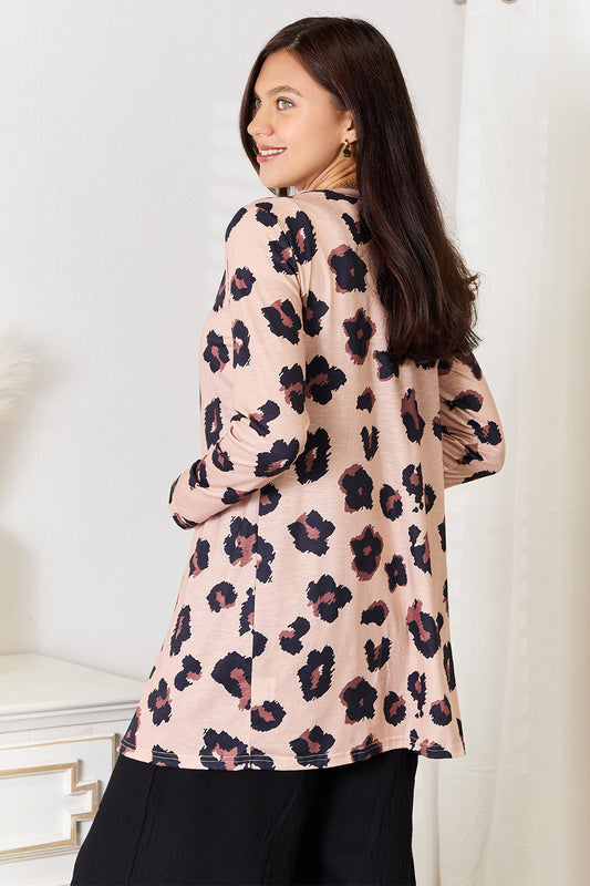 Image of Double Take Printed Button Front Longline Cardigan | Queeble.shop
