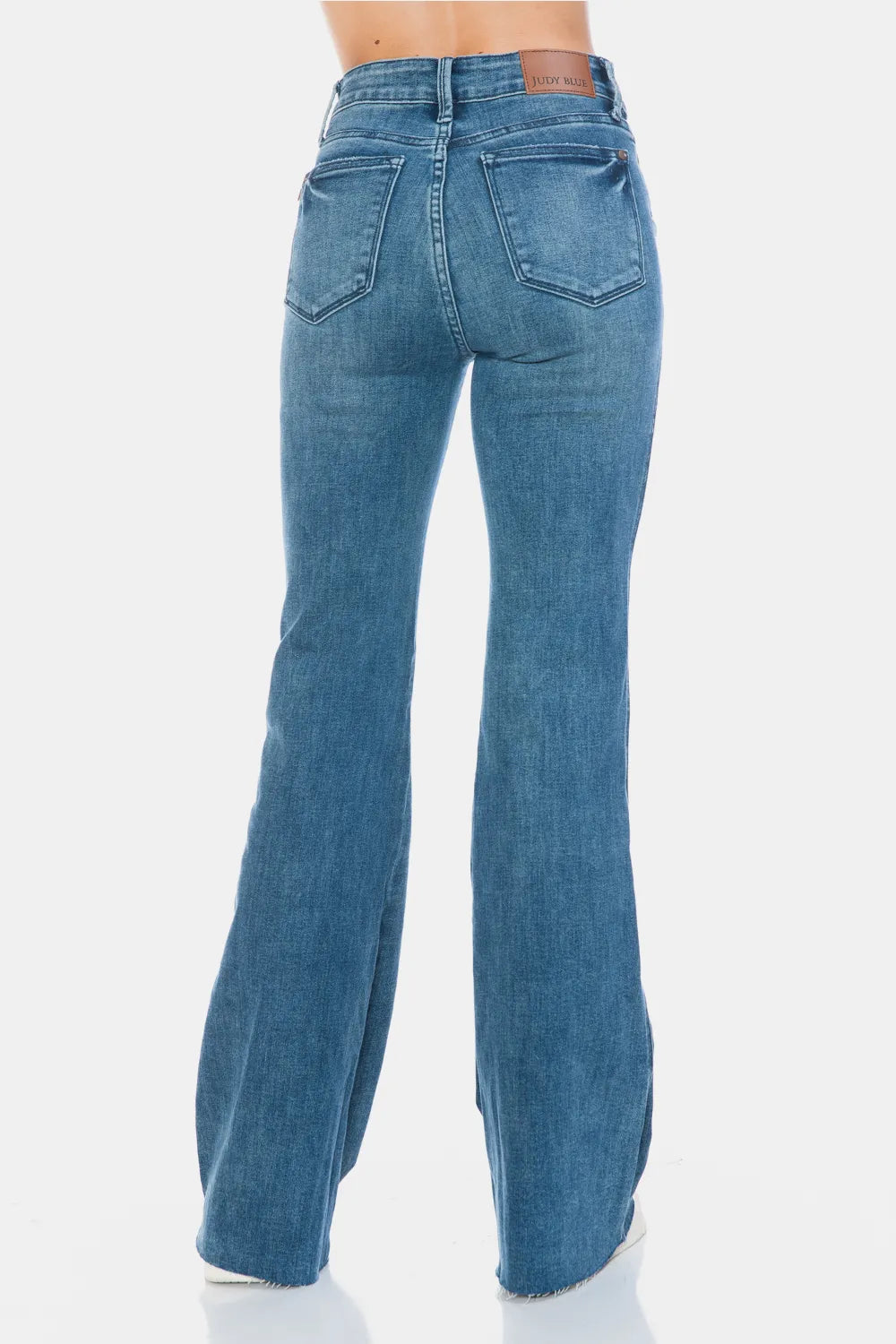 Image of Judy Blue Full Size Tummy Control Cut Hem Flare Jeans | Queeble.shop