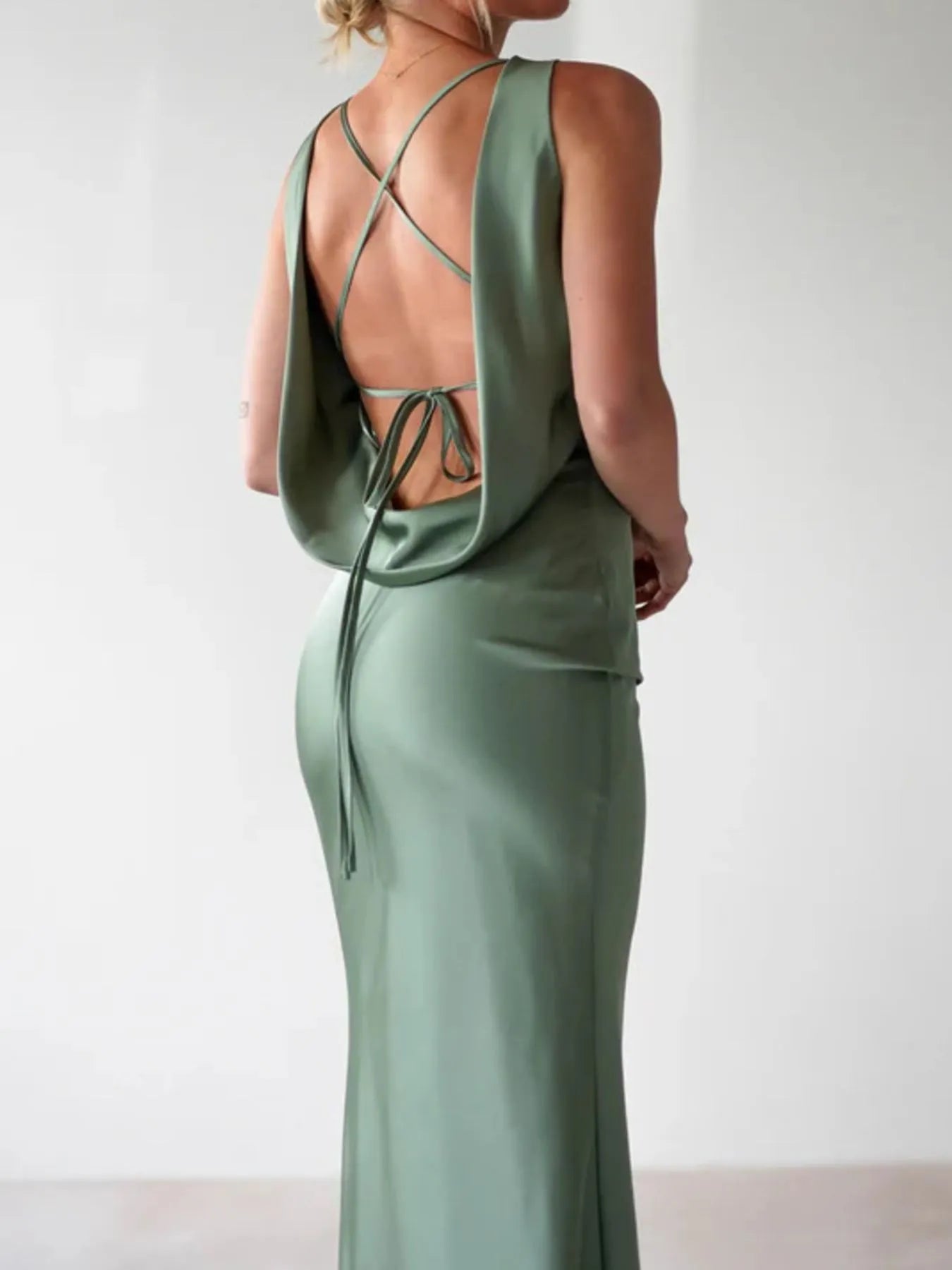 Image of Satin Sleeveless Maxi Dress | Queeble.shop