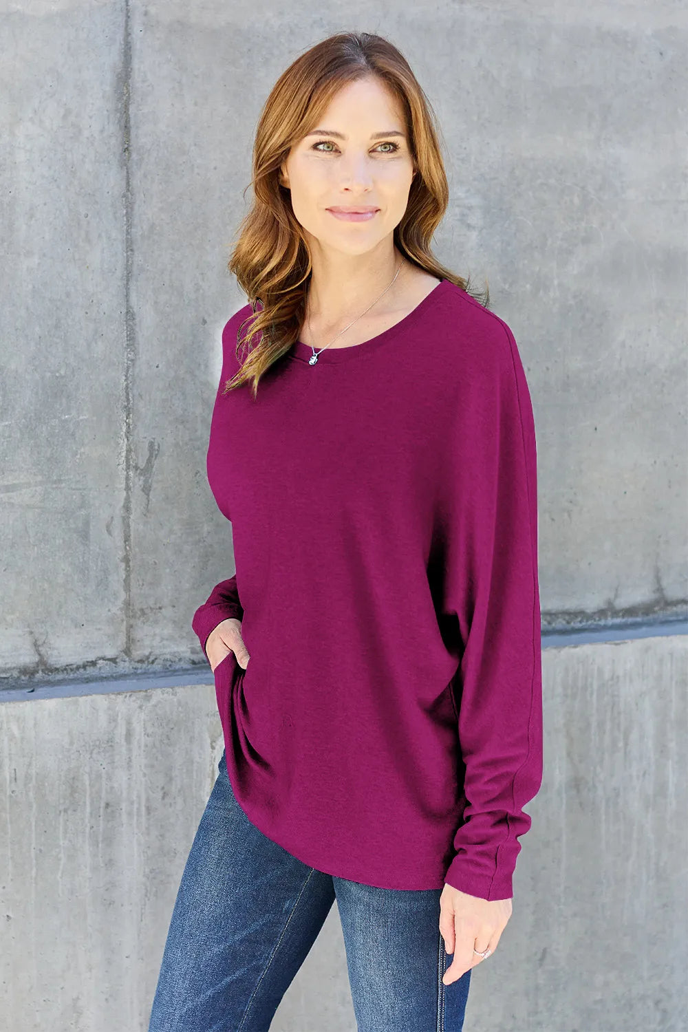 Image of Double Take Full Size Round Neck Long Sleeve T-Shirt | Queeble.shop