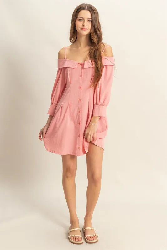 Image of HYFVE Button Down Spaghetti Strap Mini Dress with Pockets | Queeble.shop