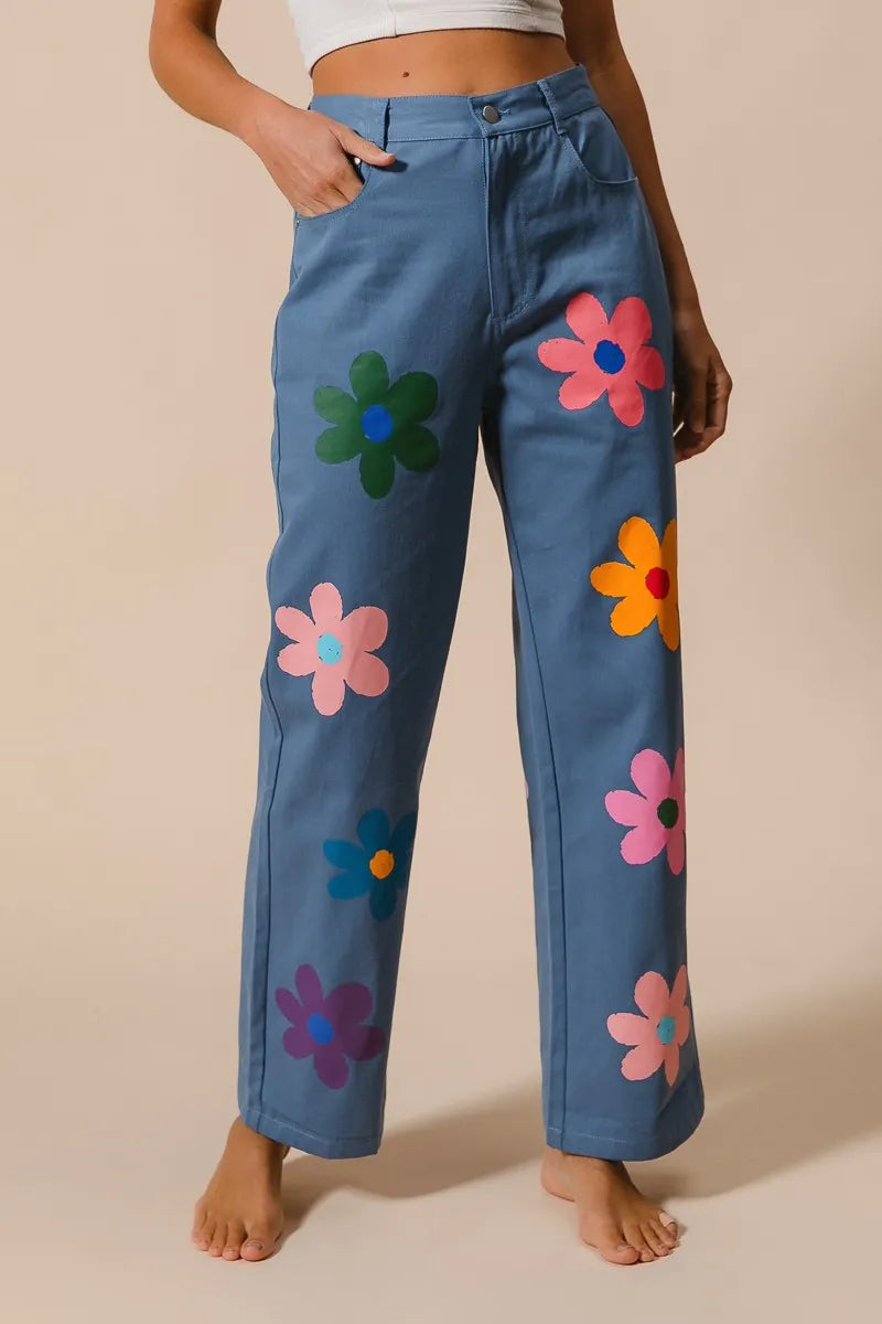 Image of BiBi Flower Print Straight Legs Pants | Queeble.shop