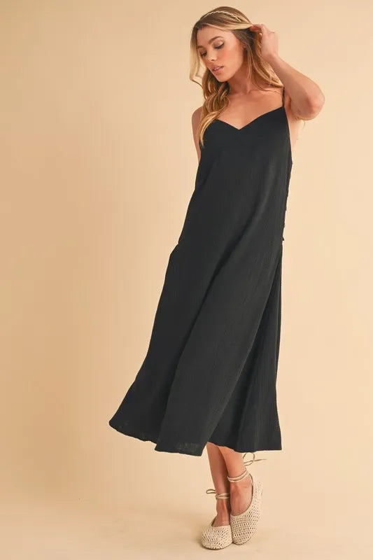 Image of Aemi+Co Side Button Midi Cami Dress | Queeble.shop