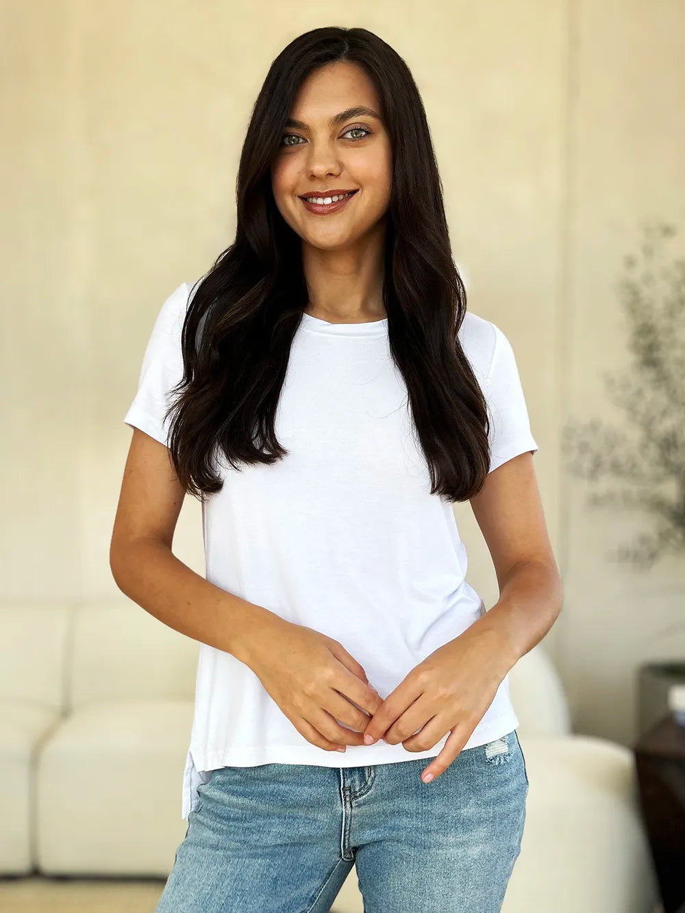 Image of Basic Bae Full Size Round Neck Short Sleeve T-Shirt | Queeble.shop
