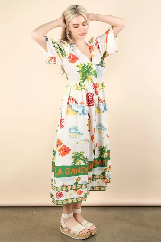 Image of VERY J Button Down Printed Midi Dress | Queeble.shop