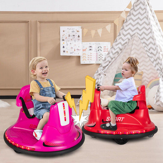 12V Kids Ride On Bumper Car with Remote Control Lights and Music-Blue-10