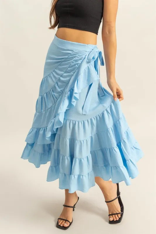 Image of HYFVE Ruffled Tiered High Waist Skirt | Queeble.shop