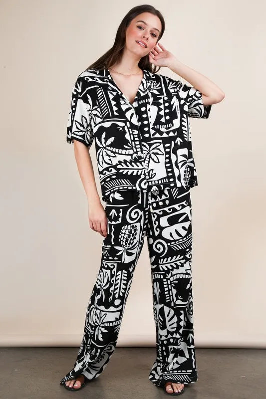 Image of VERY J Printed Casual Wide Leg Resort Pants | Queeble.shop