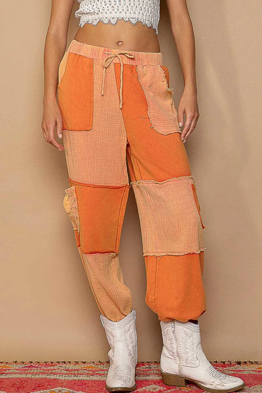 Image of POL Drawstring Pocketed Contrast Jogger Pants | Queeble.shop