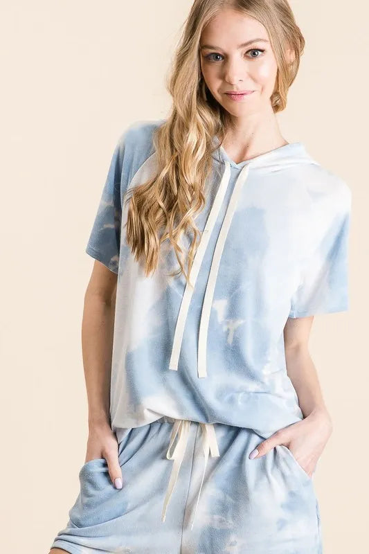 Image of BiBi Tie Dye French Terry Hoodie Top and Bottom Set | Queeble.shop