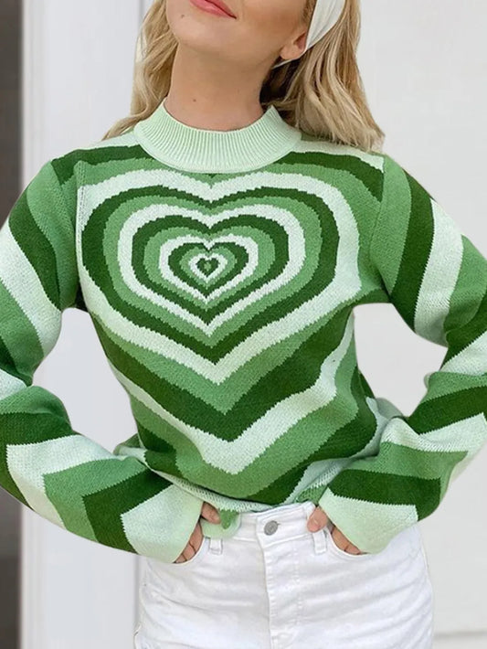 Image of Heart Mock Neck Long Sleeve Sweater | Queeble.shop