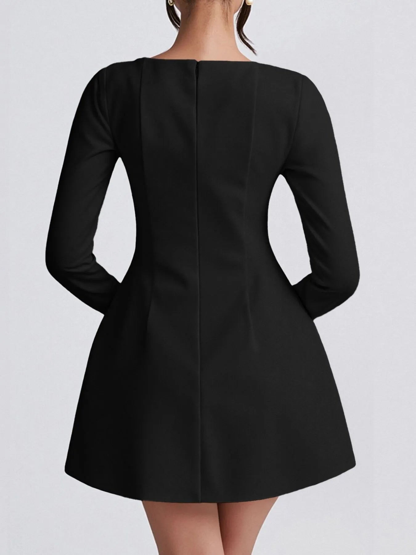 Image of Square Neck Long Sleeve Mini Dress | Queeble.shop