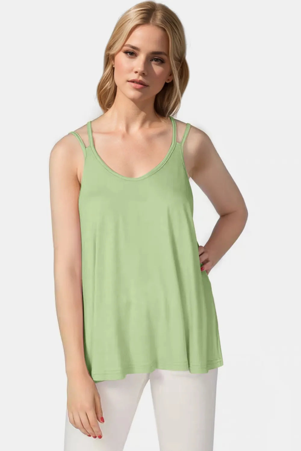 Image of Basic Bae Bamboo Scoop Neck Double Spaghetti Straps Cami | Queeble.shop