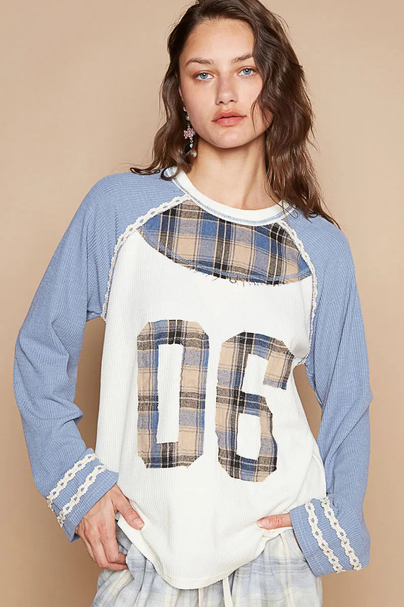 Image of POL Plaid Number 06 Raglan Sleeve T-Shirt | Queeble.shop