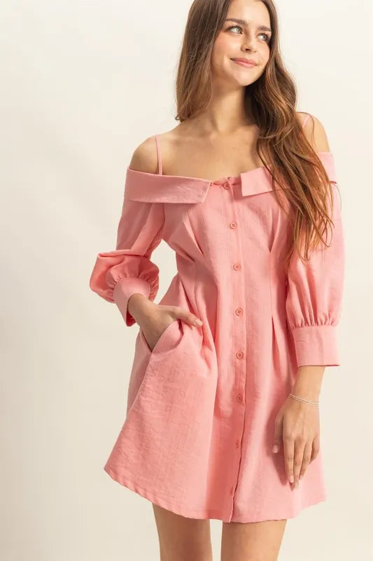 Image of HYFVE Button Down Spaghetti Strap Mini Dress with Pockets | Queeble.shop
