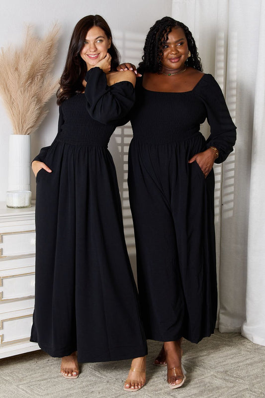 Image of Double Take Square Neck Jumpsuit with Pockets | Queeble.shop