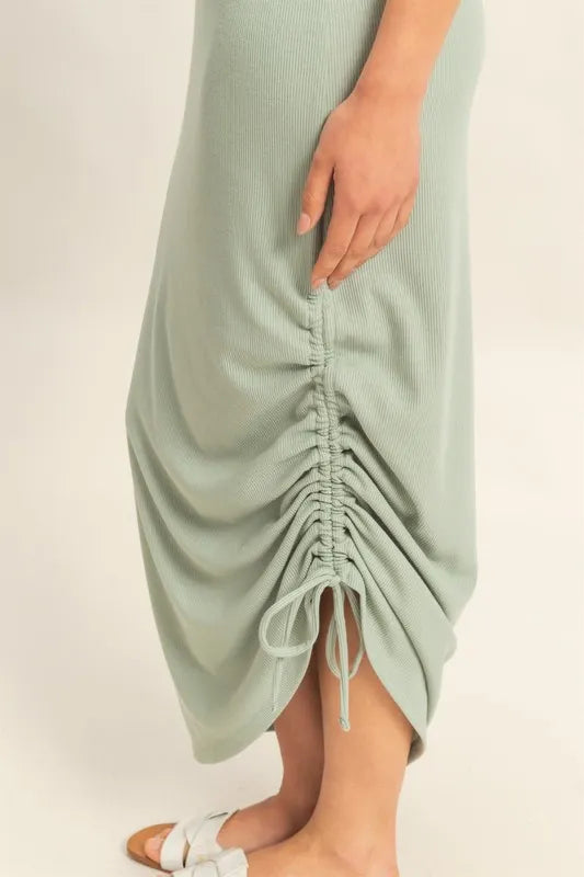 Image of HYFVE Scoop Neck Side Tie Detail Midi Dress | Queeble.shop