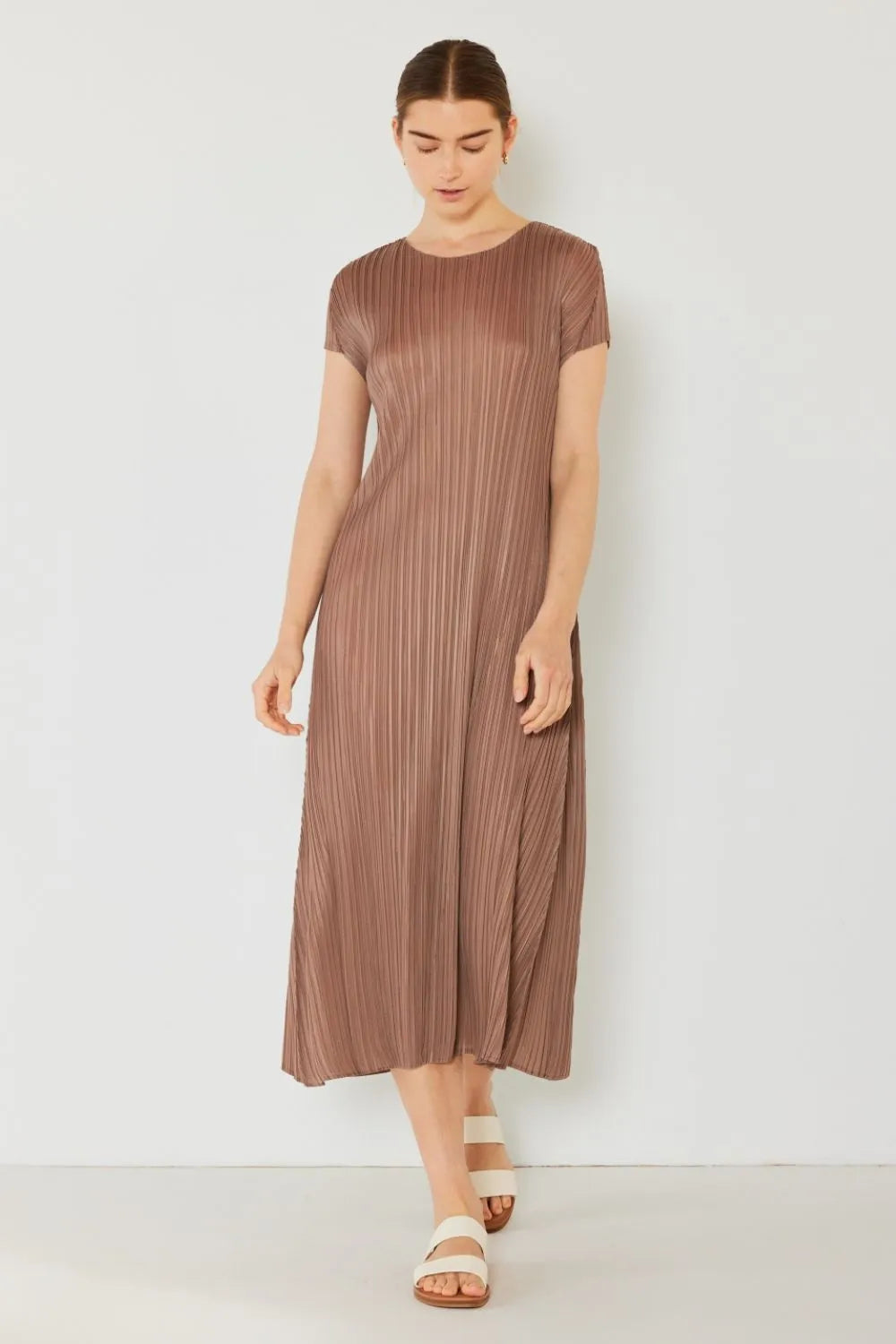 Image of Marina West Swim Pleated Cap Sleeve A-Line Dress | Queeble.shop