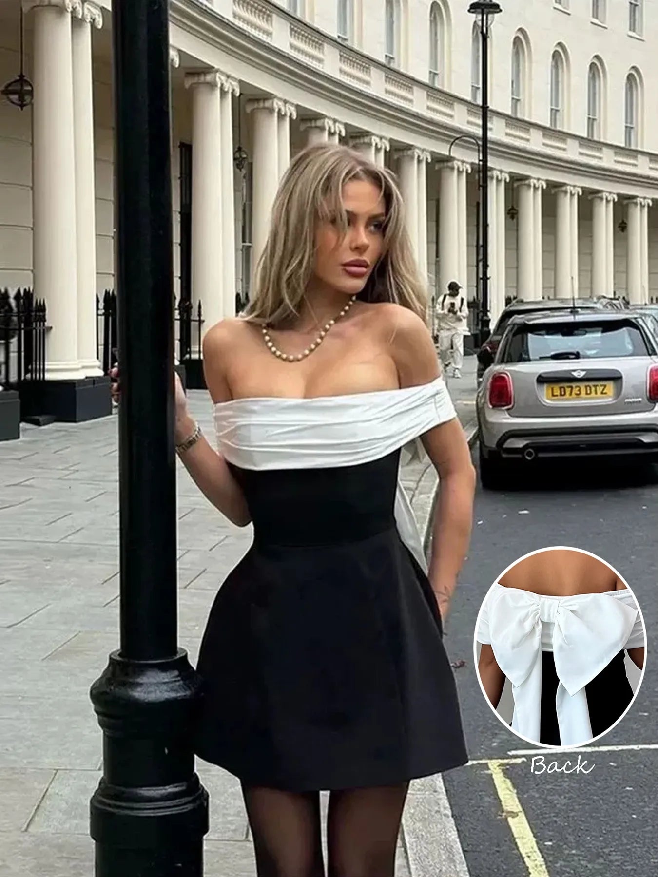 Image of Bow Back Off Shoulder Dress | Queeble.shop