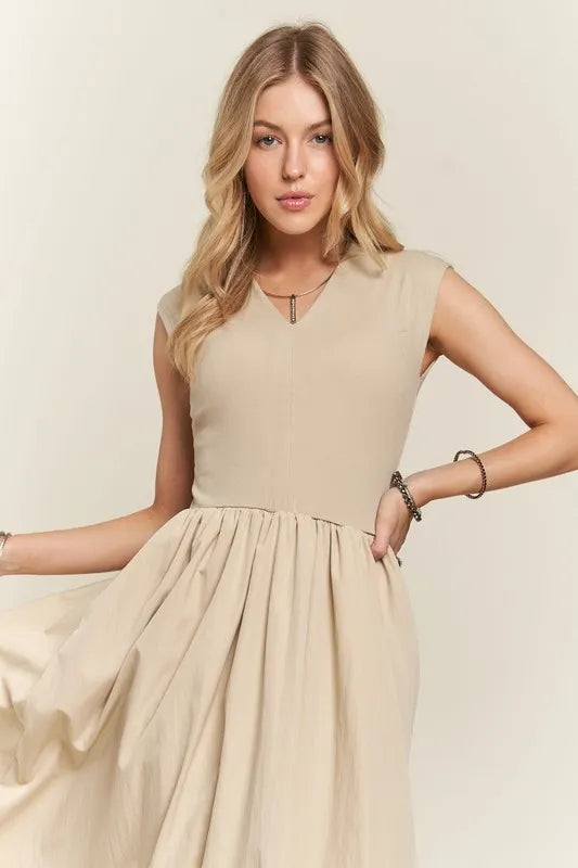Image of ADORA V-Neck Cap Sleeve Dress | Queeble.shop