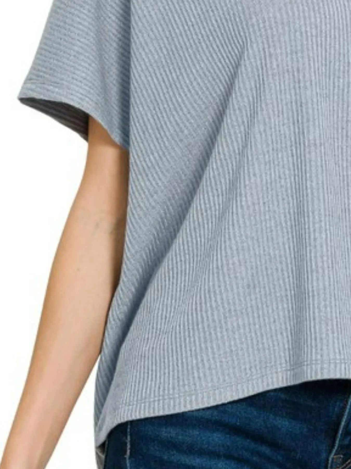 Image of Zenana Ribbed Round-Neck Short-Sleeve Knit Top | Queeble.shop