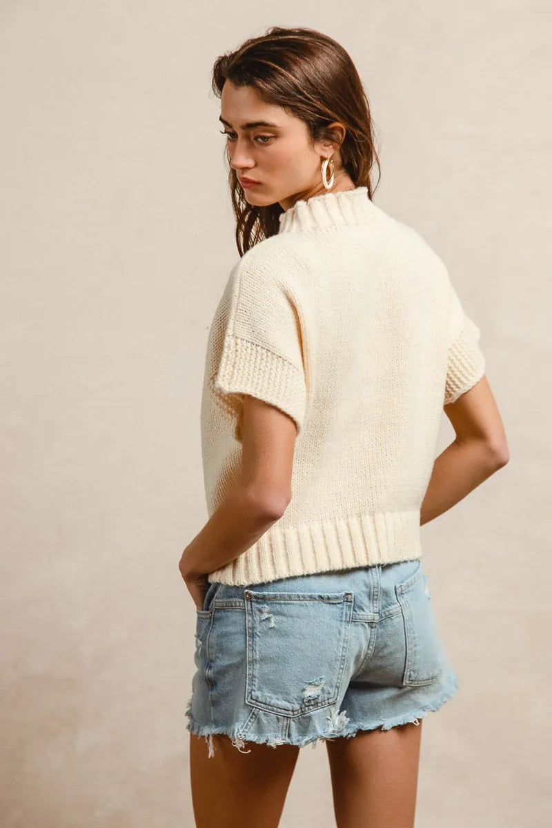 Image of BiBi American Flag Patchwork Drop Shoulder Sweater | Queeble.shop