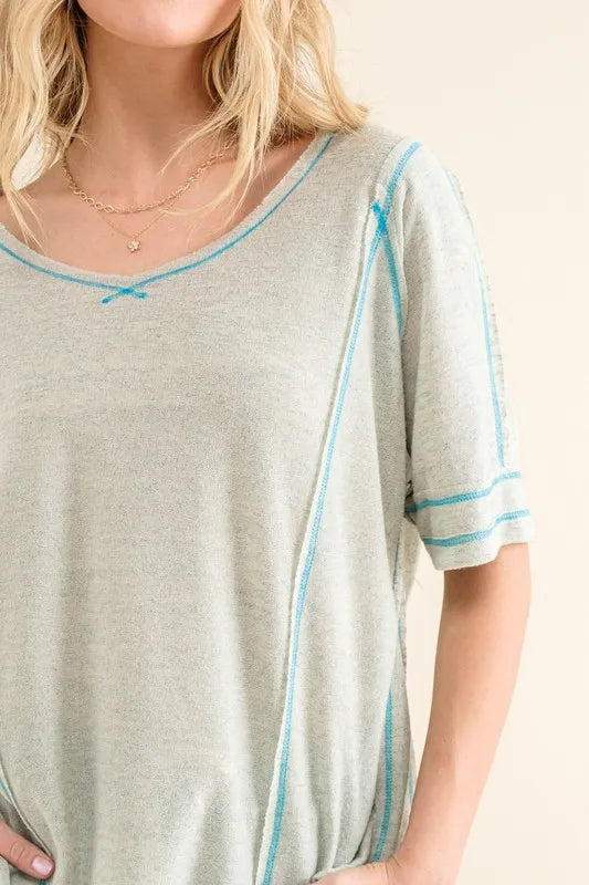 Image of And The Why Reversed Stitch Basic T Shirt | Queeble.shop