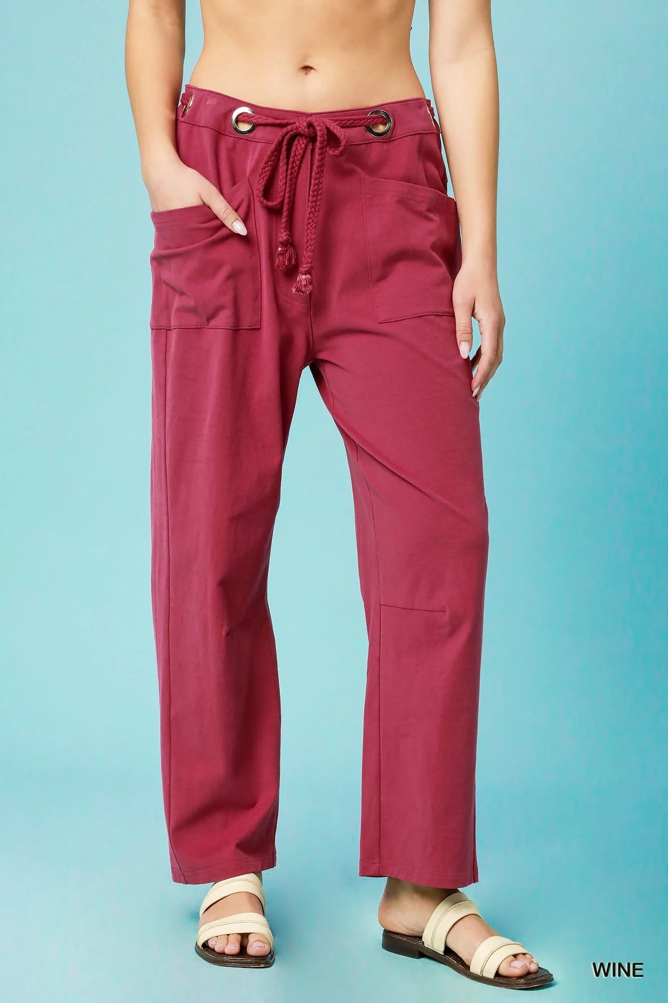 Image of Umgee Drawstring Wide Leg Casual Pants | Queeble.shop