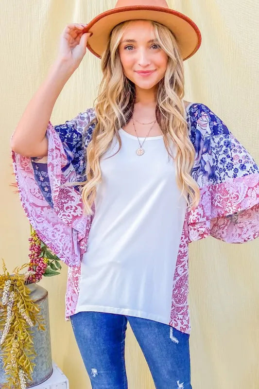 Image of And The WhyFloral Print Bell Sleeve Top | Queeble.shop
