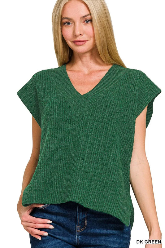 Image of Zenana Oversized Sweater Vest with Side Slit | Queeble.shop