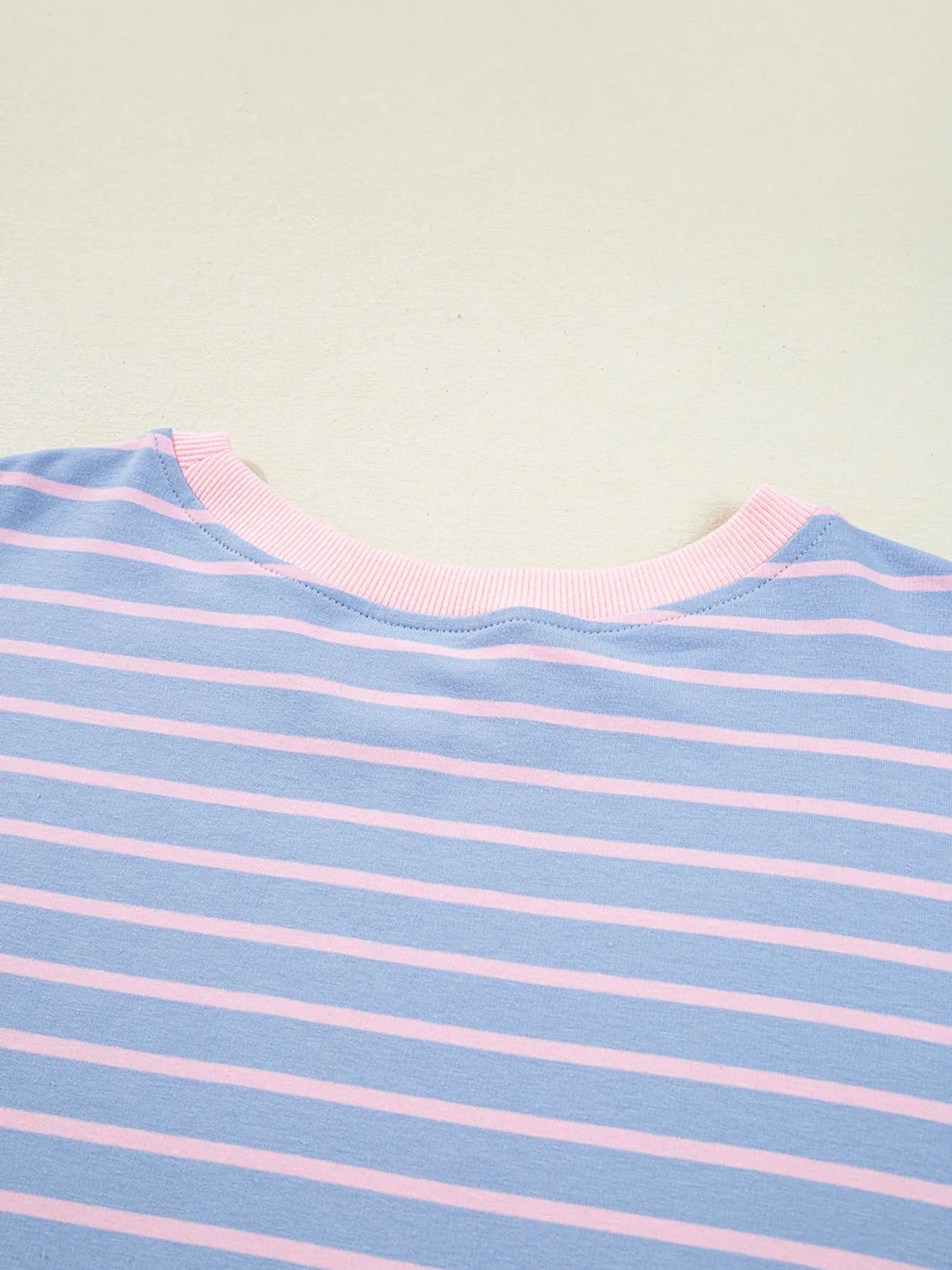 Image of Stripe Oversize Contrast Trim Drop Shoulder Sweatshirt | Queeble.shop