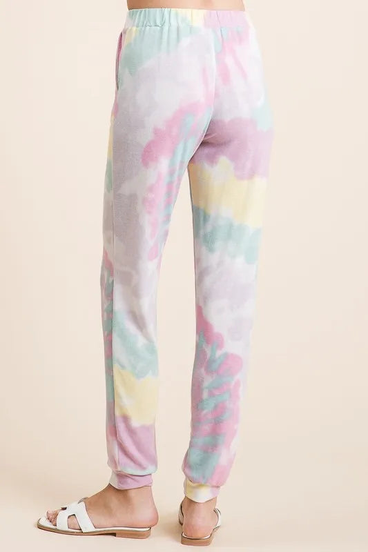 Image of BiBi Tie Dye French Terry Casual Pants | Queeble.shop