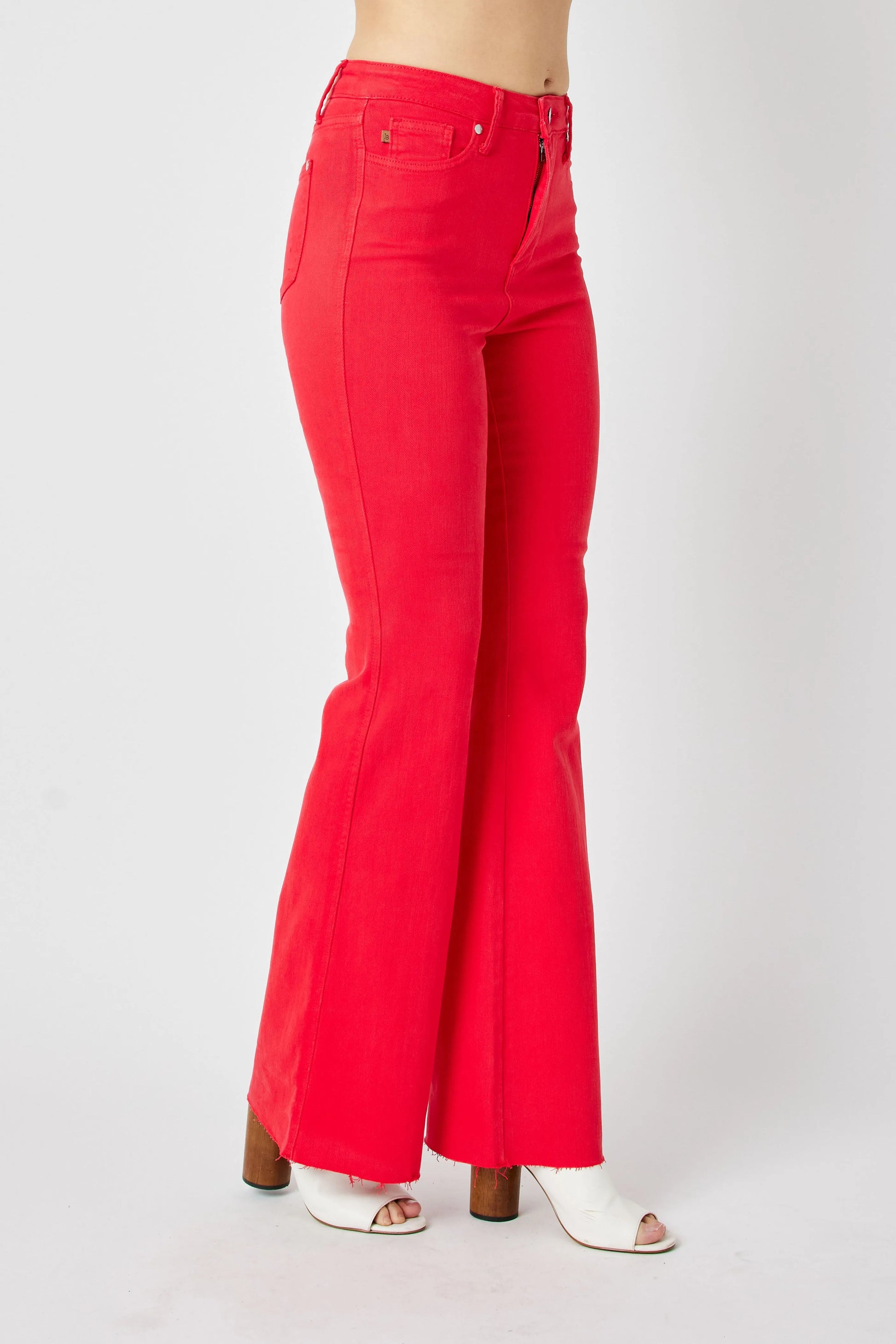 Image of Judy Blue Full Size Hw Tummy Control Garment Dyed Flare Jeans Plus Size | Queeble.shop
