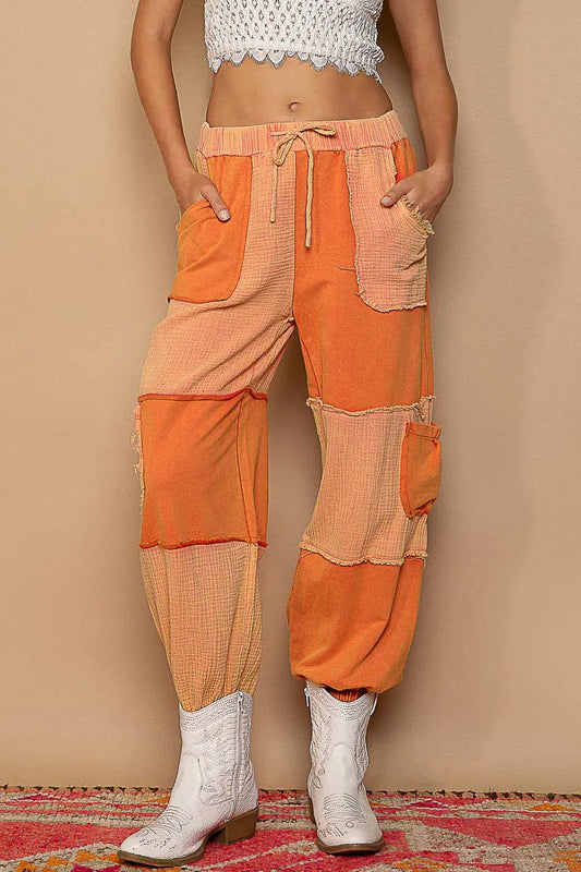 Image of POL Drawstring Pocketed Contrast Jogger Pants | Queeble.shop