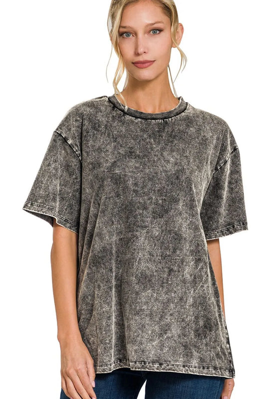 Image of Zenana Washed Short Sleeve Top | Queeble.shop