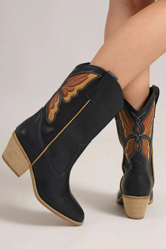 Image of Beast Fashion Butterfly Cut Detail Point Toe Boots | Queeble.shop