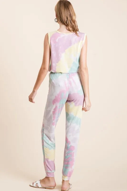 Image of BiBi Tie Dye French Terry Casual Pants | Queeble.shop