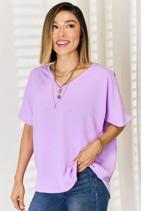 Image of Zenana Texture Short Sleeve T-Shirt | Queeble.shop