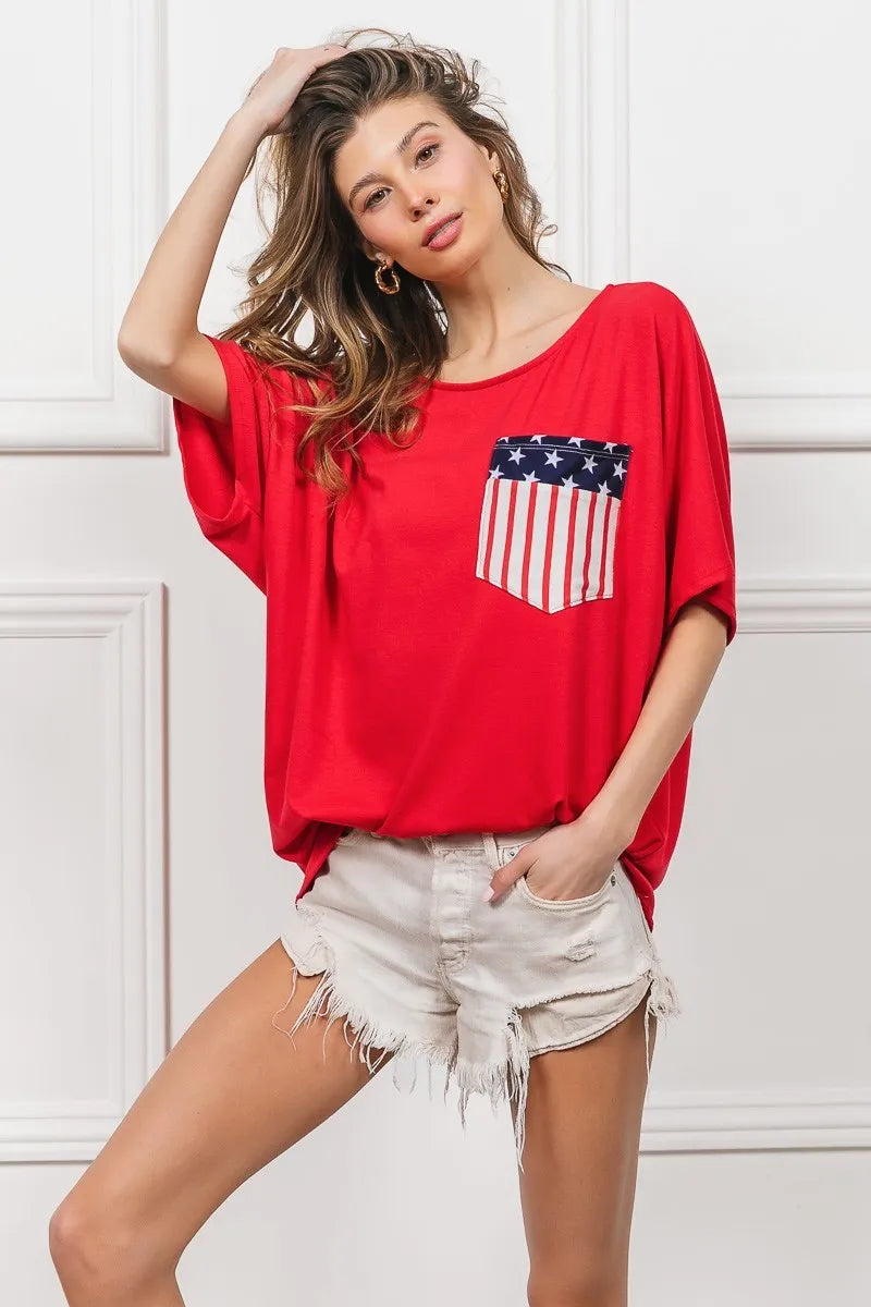 Image of BiBi French Terry With Front Pocket Dolman Sleeves Top | Queeble.shop