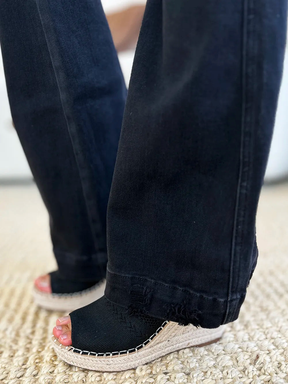 Image of Judy Blue Full Size High Waist Distressed Flare Jeans | Queeble.shop