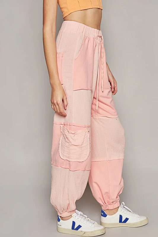 Image of POL Drawstring Pocketed Contrast Jogger Pants | Queeble.shop