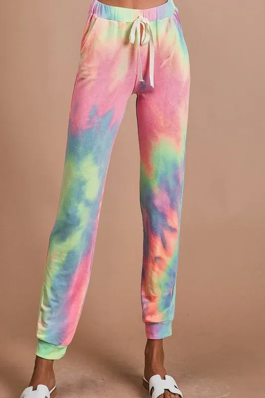 Image of BiBi Tie Dye French Terry Casual Pants | Queeble.shop