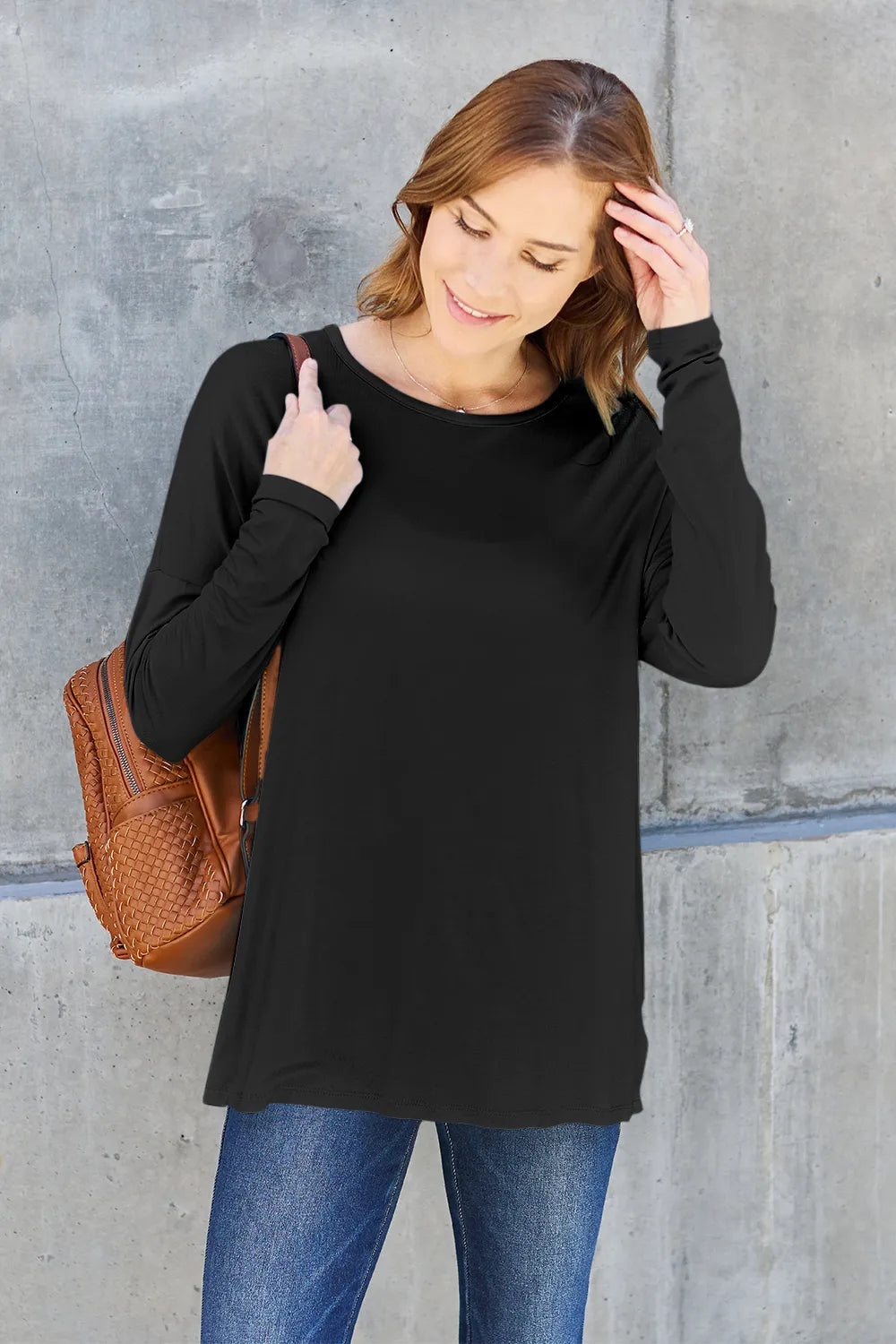 Image of Basic Bae Full Size Round Neck Dropped Shoulder T-Shirt | Queeble.shop
