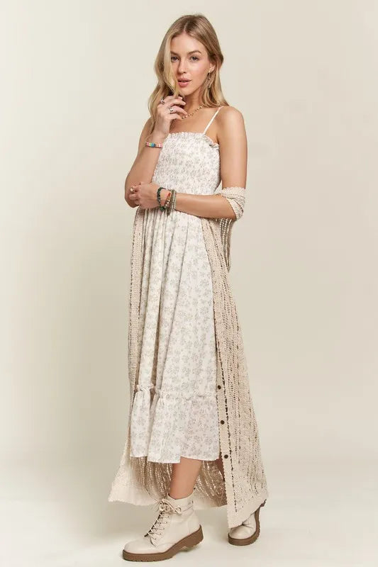 Image of ADORA Smocked Floral Ruffled Hem Cami Dress | Queeble.shop