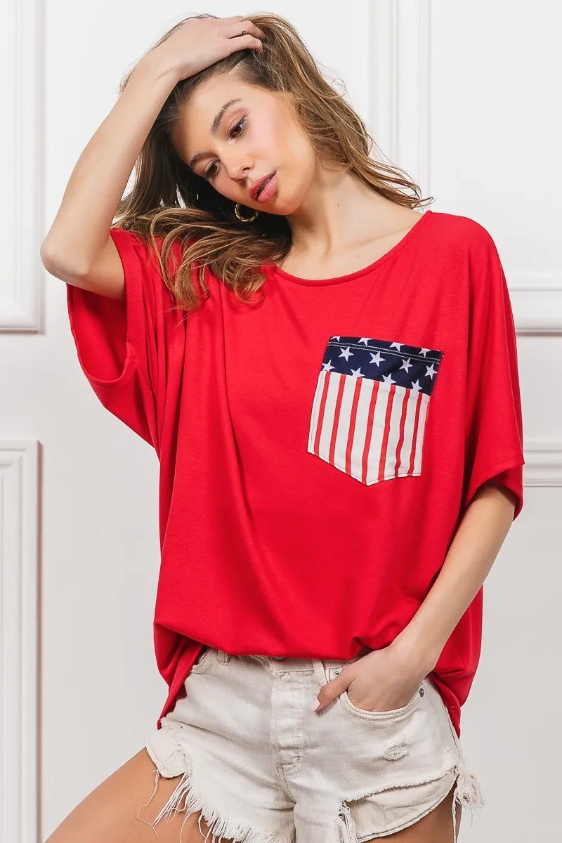 Image of BiBi French Terry With Front Pocket Dolman Sleeves Top | Queeble.shop